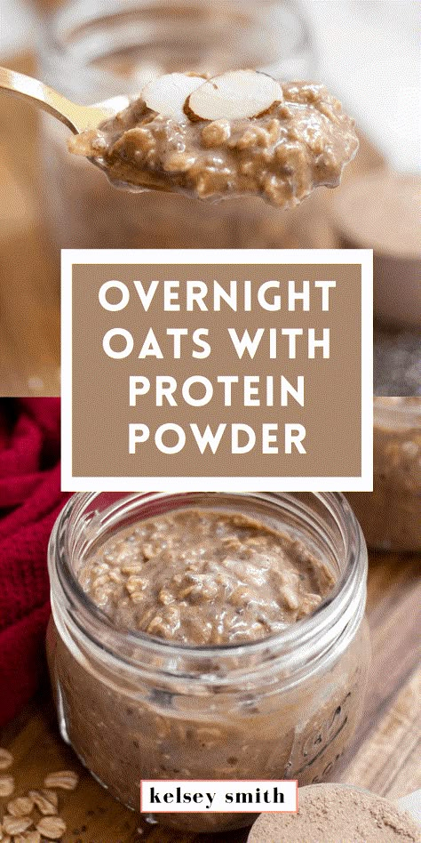 Protein Overnight Oats (with Protein Powder) Overnight Oats With Chocolate, Overnight Oats Protein Powder, Oats With Protein Powder, Overnight Oats With Protein Powder, Overnight Oats With Protein, Overnite Oats, Oats With Yogurt, Healthiest Protein Powder, Overnight Oats With Yogurt