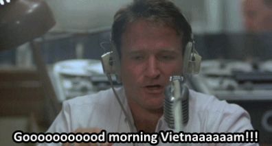 Eminem Gif Pfp, Good Morning Vietnam Movie, Rdj Gif, Johnny Depp Gifs, Tony Stark Gif Smile, Good Morning Vietnam, Movie Humor, Smile Gif, Robin Williams