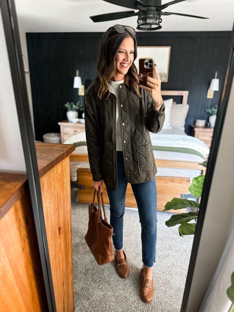 Quilted Barn Jacket curated on LTK Riding Jacket Outfit, Outfit With Quilted Jacket, Quilted Liner Jacket Outfit, Brown Quilted Jacket Outfit, Barn Jacket Outfits 2024, Barn Coat Outfit Women, Green Quilted Jacket Outfit, Barn Coat Outfit, Barn Jacket Outfits