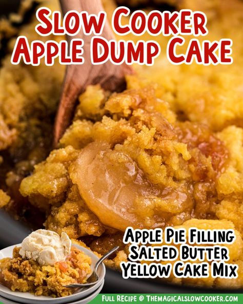 Crockpot Apple Dump Cake, Crockpot Cake, Apple Dump Cake Recipe, Apple Dump Cake, Crockpot Apple, Slow Cooker Apple, Dump Cake Recipe, Crockpot Dessert Recipes, Slow Cooker Recipes Dessert