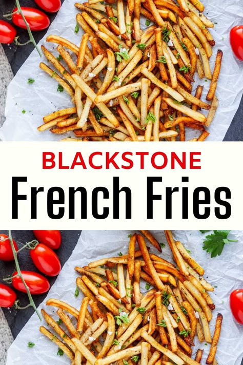 Frozen French Fries on the Blackstone Griddle are perfect for busy weeknights or when you need a quick and satisfying comfort food fix. Griddled french fries require minimal prep and deliver maximum flavor. In just minutes, you can enjoy restaurant-quality French fries right at home. Get ready to impress your family with this simple yet irresistible dish. Black Stone Griddle Sides, Fries Rice On Blackstone, Blackstone Frozen Fries, Italian Blackstone Recipes, Homemade Fries On Blackstone, Frozen Fries On Blackstone, French Fries On The Blackstone, Black Stone Stir Fry, French Fries On Blackstone Griddle