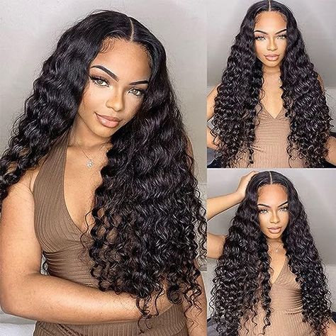 Deep Waves Hairstyle, Deep Wave Sew In With Closure, Deep Wave Hairstyles For Black Women, Deep Wave Closure Wig, Loose Deep Wave Wig, Straight Hair Highlights, Deep Wave Wig, Deep Wave Human Hair, Straight Weave Hairstyles