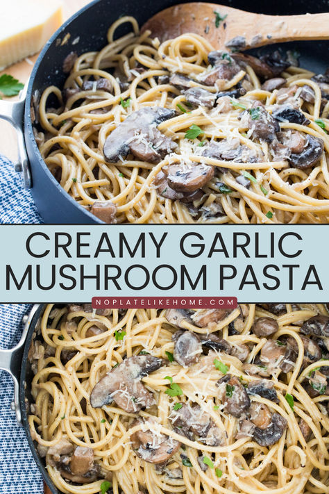 This creamy sauteed mushroom pasta is full of garlic mushroom flavor in a homemade creamy sauce made with simple ingredients. It’s hearty, vegetarian and ready in 30 minutes for a quick weeknight dinner! Garlic Mushroom Pasta, Cream Of Mushroom Pasta, Creamy Garlic Mushrooms, Mushroom Recipes Pasta, Baked Mushrooms, Creamy Mushroom Pasta, Baked Ziti Recipe, Vegetarian Comfort Food, Easy Pasta Dinner