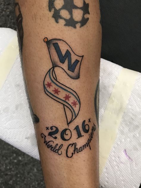 Chicago Flag ,Chicago Cubs Worls Series Champions tattoo Chicago Cubs Tattoo, Champion Tattoo, 2016 Tattoo, Cubs Tattoo, Chicago Tattoo, Chicago Flag, Deathly Hallows Tattoo, Chicago Cubs, Tattoos And Piercings