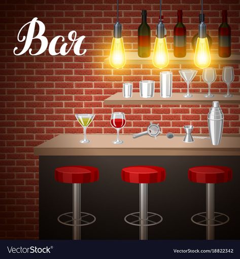 Night Club Illustration, Club Illustration, Pub Night, Night Club Bar, Bar Counter Design, Night Bar, Counter Design, Design Grafico, Bar Counter