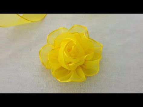 How to make flower hand embroidery.Easy ribbon flower making.Please subscribehttps://www.youtube.com/merrylifehappy#handembroidery#embroideryhacks#sewinghack... Ribbon Flower Design, Easy Flower Making, Flower Craft Ideas, Hand Embroidery Flower Designs, Ribbon Flowers Diy, Sulaman Pita, Ribbon Projects, Ribbon Flower Tutorial, Diy Ribbon Flowers