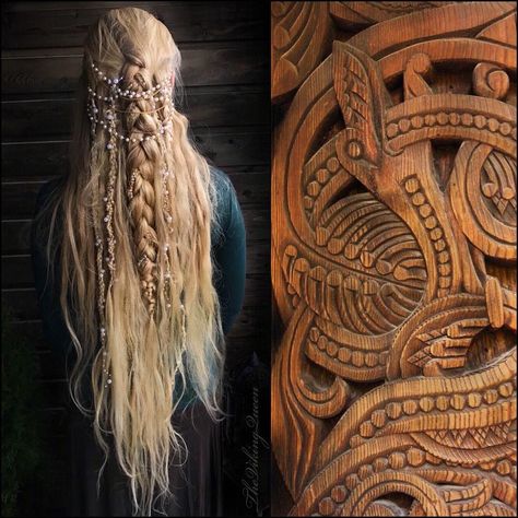 Traditional Norwegian Hairstyles, Norwegian Hair, Norse Hairstyles, Clan Aesthetic, Norwegian Folklore, Norwegian Garden, Norse Dragon, Norwegian Culture, Traditional Hairstyle