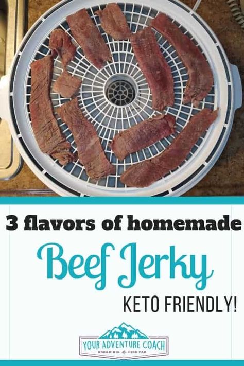 Healthy Beef Jerky Recipe, Keto Jerky Recipe, Peppered Jerky Recipe, Keto Beef Jerky Recipe, Best Hiking Food, Jerky Recipes Dehydrator, Jerkey Recipes, Beginner Backpacking, Beef Jerky Recipe