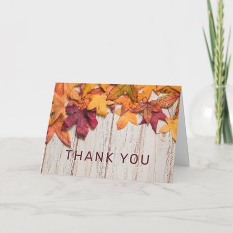 Fall Leaves Wood Thank You Card Size: ' ', 5" x 7". Color: Matte. Gender: unisex. Age Group: adult. Fall Cards Handmade, Thanksgiving Cards Handmade, Fall Greeting Cards, Leaf Cards, Thanksgiving Cards, Birthday Cards Diy, Fall Cards, Halloween Cards, Fall Leaves