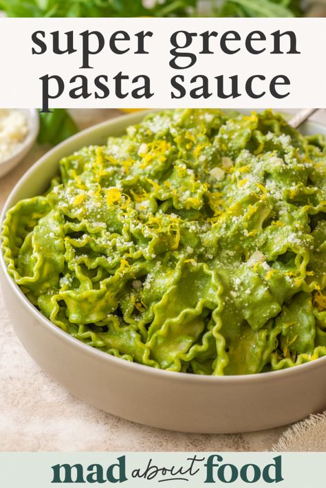 Super Green Pasta, Peach Sangria Recipe, Green Pasta Sauce, Basil Cream Sauce, White Peach Sangria, Kale Pasta, Green Pasta, Dinner Rotation, White Sauce Pasta