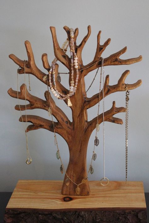 Diy Jewellery Display Stand, Tree Necklace Holder, Tree Branch Jewelry, Jewelry Tree Diy, Jewelry Tree Display, Tree Jewelry Holder, Jewlery Holder, Wooden Jewelry Stand, Jewelry Tree Stand