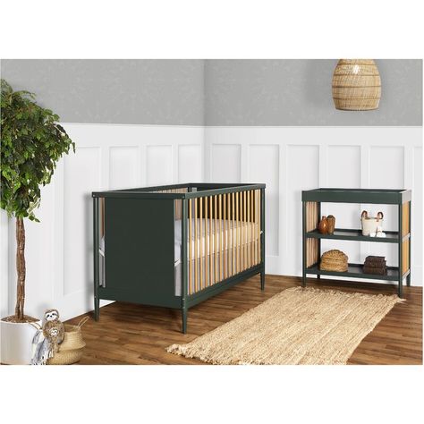 Dream On Me Clover Convertible Crib & Reviews | Wayfair Gender Neutral Nursery Colors, Neutral Nursery Colors, Green Crib, House Mid Century, Neutral Nurseries, Boy Nursery Art, Baby Boy Nursery Art, Vintage Woodland, Modern Crib