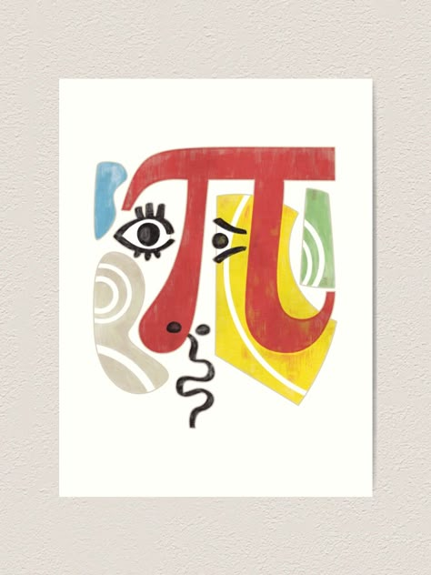 "Pi-Casso Pi Symbol" Art Print by ZapBrand | Redbubble Math Art Drawing Poster, Cool Math Drawings, Pi Number Art, Math Paintings Art, Maths Related Drawings, Pi Projects Math, Maths And Art, Pi Decorations, Math Symbols Design