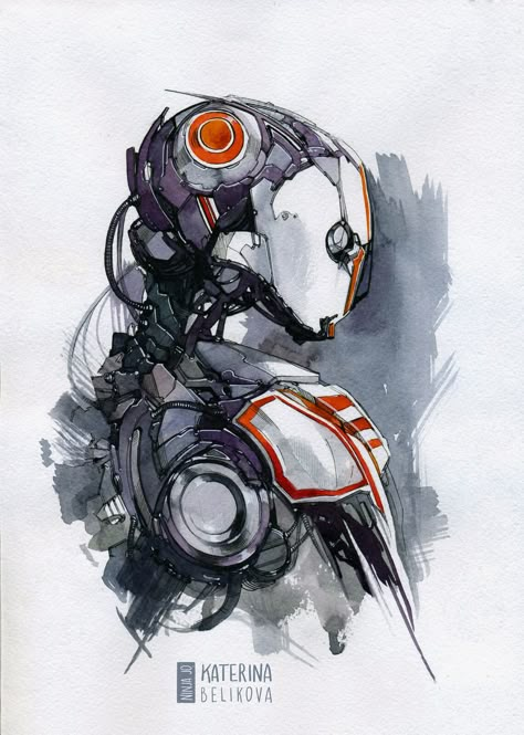 Robots Art Drawing, Robots Art, Robots Artworks, Robot Painting, Dystopian Art, Robot Design Sketch, Robot Sketch, Illustration Concept Art, Cyborgs Art