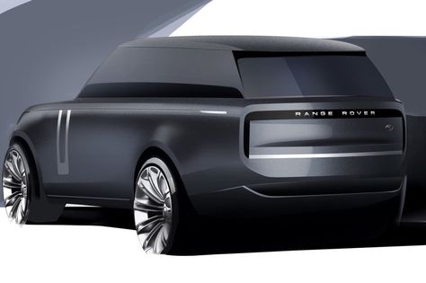 Breath of Fresh Air: The New Range Rover is a Minimalist Work of Art - Core77 Range Rover Sketch, 2022 Range Rover, Bmw V8, Most Luxurious Car, The New Range Rover, Exterior Rendering, Car Organization, Digital Sketch, Car Interior Design