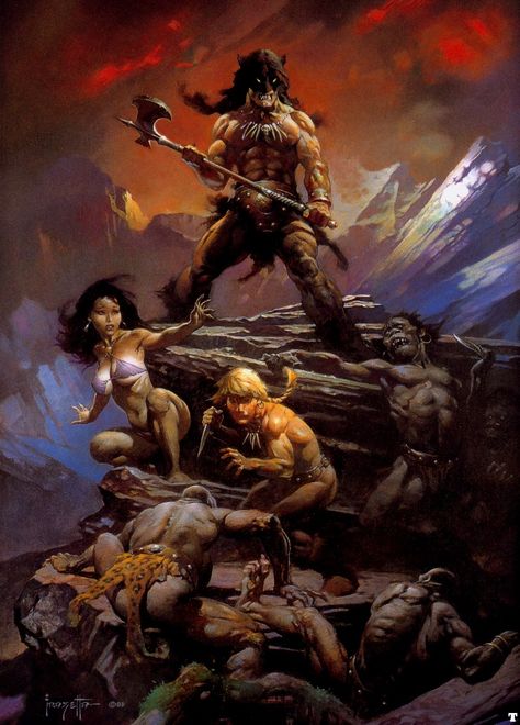 Fire and Ice (1983) Frank Frazetta Art, Frazetta Art, Ken Kelly, Bd Art, Boris Vallejo, Frank Frazetta, Conan The Barbarian, Red Sonja, Pulp Art