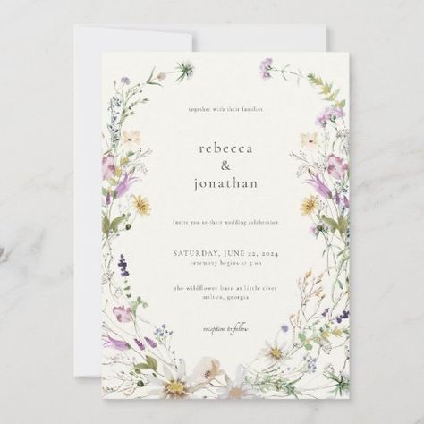 Colorful Wildflower Wedding, Garden Details, Boho Whimsical, Colorful Wedding Invitations, Wildflower Wedding Invitations, Meadow Garden, Garden Wedding Invitations, Wildflower Meadow, Spring Wildflowers