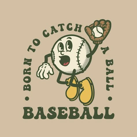 Vintage Baseball Graphic Design, Vintage Baseball Logo, Vintage Baseball Aesthetic, Baseball Illustration, Baseball Cartoon, Baseball Graphics, Basketball Mascot, 1930s Cartoons, Mascot Illustration