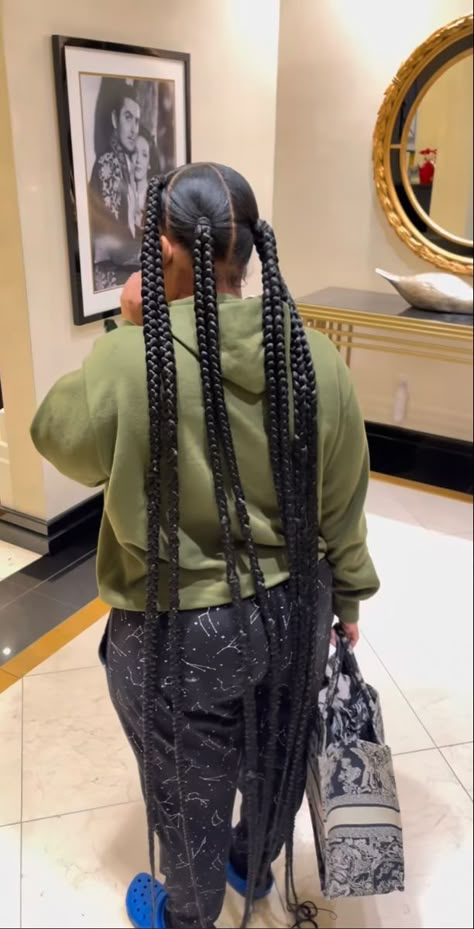 Cute Quick Styles With Braiding Hair, Jayda Wayda Braids 4 Braids, Double Dutch Braids Black Women, Four Part Braid Hairstyle, Jayda Wayda Braids 5 Braids Double, 4 Parts 8 Braids, Double Dutch Jayda Wayda Braids, Cute 4 Braid Hairstyles, Braided Braids For Black Hair