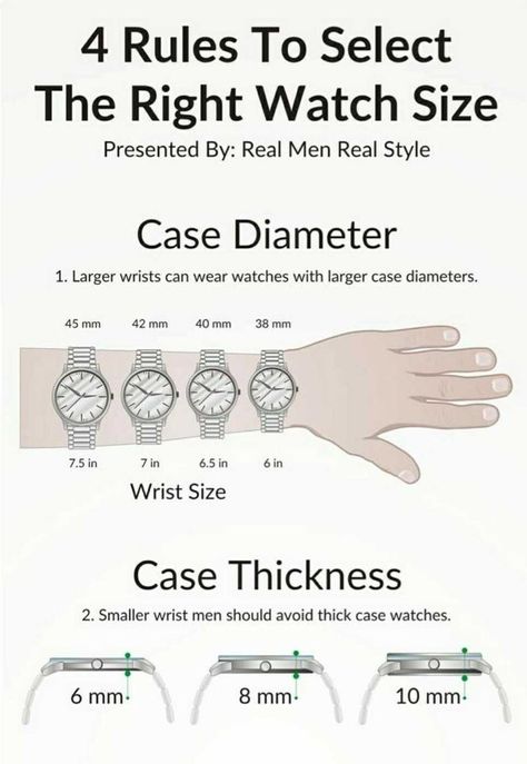 Watch Guide For Men, Men’s Watch, Watch Size Guide, Mens Watches Guide, Mens Watches Classy, Men Watches Luxury, Real Men Real Style, Mens Fashion Accessories, Stylish Watches Men