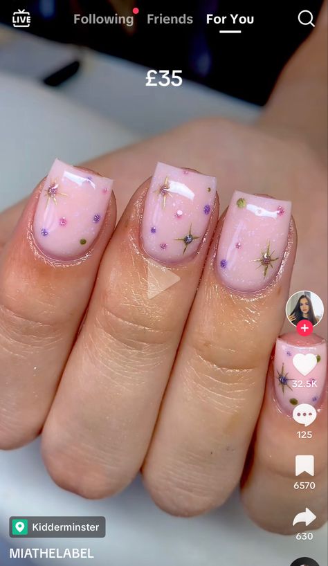 Color Schemes For Nails, Short Nails Ideas Square Simple, Short Acrylic Nail Inspo Aesthetic, Sorry Nails, Simple Short Nail Designs Summer 2024, Biab Nails Inspiration Square, Short Square Biab Nails, Short Builder Gel Nails Design, Biab Nail Inspiration Short