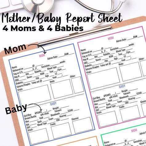 Postpartum Nurse Report Sheet, Nurse Brain Sheet, Postpartum Nurse, Nurse Brain, Nursing Cheat Sheet, Nurse Report Sheet, Mother Baby Nurse, Baby Nurse, Iron Hair