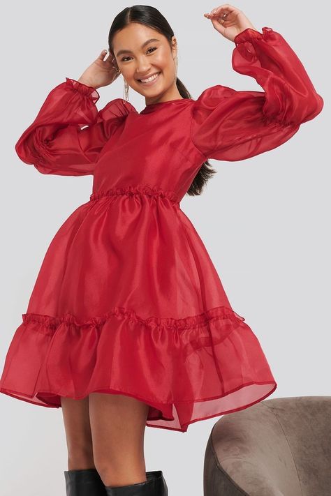 Organza Dresses, Puff Dress, Organza Dress, Puff Sleeve Dress, Womens Cocktail Dresses, Puff Sleeve Dresses, Cocktail Party Dress, Puffed Sleeves Dress, Classy Dress