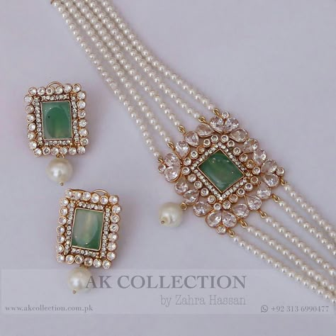 Green Beads Jewellery Designs, Neck Pieces Jewelry, Bridal Jewelry Vintage, Fancy Jewelry Necklace, Pearl Jewelry Design, Pretty Jewelry Necklaces, Antique Jewellery Designs, Jewelry Set Design, Pearl Necklace Designs