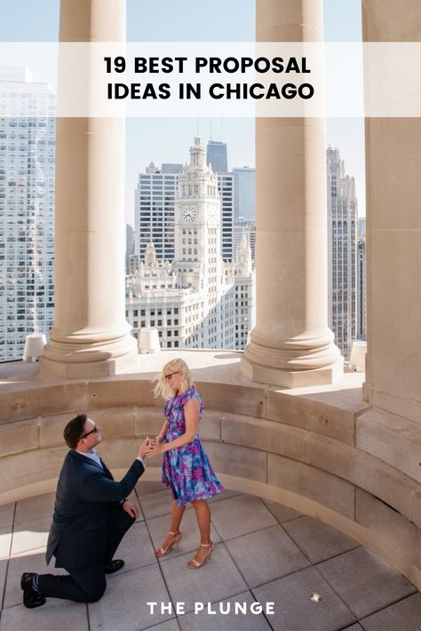 Thinking of proposing in the Windy City? Here's our list of the best places to pop the question in Chicago, with perfect settings for every type of person. Chicago Proposal Ideas, Proposal Ideas Chicago, Chicago Proposal, Girlfriend Proposal, Proposal Spots, Best Places To Propose, Best Proposals, Chicago Riverwalk, Chicago Winter