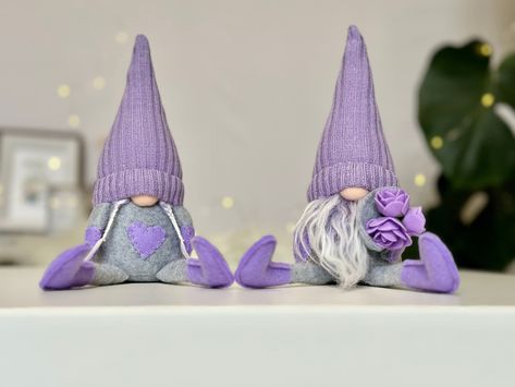 Lilac Home Gnomes, Spring Flowers Gomes - Original Handmade Decor made in Ukraine Entryway Scandinavian, Kaffe Station, Gnomes Spring, Tray Decor Christmas, Elf Ornaments, Scandinavian Folk Art, Wedding Party Supplies, Christmas Gnomes, Handmade Plush