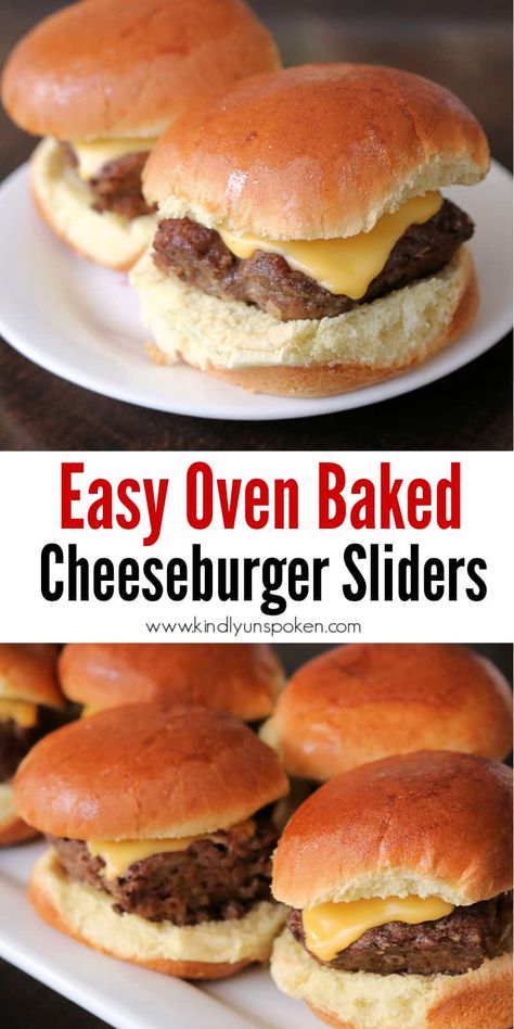 Oven Sliders, Sliders Recipes Hamburger, Easy Cheeseburger Sliders, Baked Hamburgers, Hamburger Sliders, Beef Recipes Ground, Recipes Hamburger, Cheeseburger Sliders, Beef Recipes For Dinner Easy