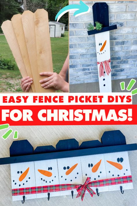 Fence Crafts Diy Projects, Scrap Fence Picket Projects, Diy Wood Projects Christmas, Christmas Wooden Crafts To Sell, Crafts With Fence Boards, Fence Pickets Crafts, Pallet Christmas Decorations Diy, 2 X 2 Wood Projects, Crafts With Fence Pickets