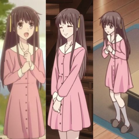 tohru honda - pink dress with white collar outfit Tohru Hairstyles, Tohru Honda Clothes, Tohru Honda Hairstyles, Tohru Honda Inspired Outfits, Tohru Honda Cosplay, Tohru Honda Outfit Ideas, Tohru Honda Aesthetic, Tohru Honda Outfit, Honda Inspire