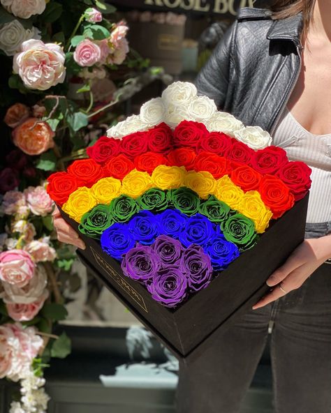 Spread the love with a rainbow rose box! #pride🌈 • Real Long Lasting Roses • Worldwide Shipping • NYC Same Day Delivery #gifts #giftsforher #homedecor #roses #summerflowers #pride #gaypride #nycpride Pride Wedding, Pride Collection, Rainbow Roses, Delivery Gifts, Rainbow Flowers, Rose Bouquet, Summer Flowers, Gay Pride, A Rainbow