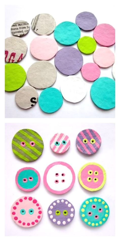 How to Make Cardboard Buttons by Paper Cakes Finds Paper Cakes, Make Your Own Buttons, Make Your Own Wreath, Button Creations, Upcycle Crafts Diy, Make Buttons, Diy Buttons, Flower Ball, Easy Diy Art