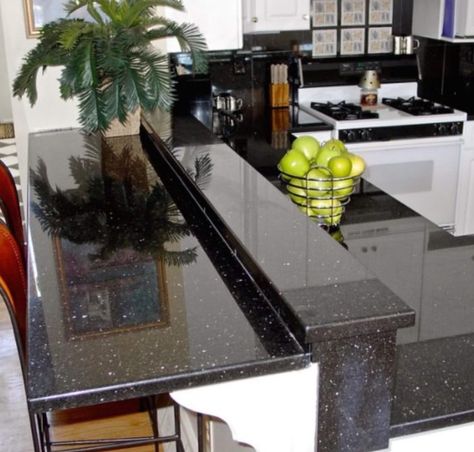 Black Galaxy Granite – Haberl Tile Black Galaxy Granite Kitchen, Galaxy Granite Kitchen, Granite Kitchen Table, Rubber Garage Flooring, Black Galaxy Granite, Galaxy Granite, Stone Countertops Kitchen, Granite Kitchen Countertops, Granite Table Top