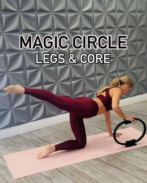 Tracey Mallett | Pilates Barre Home Workouts | Teacher Training on Instagram: "Which of the moves is truly going to test your balance? Magic Circle Legs & Core workout that will intensely work your total body. ⬅️⬅️ swipe can’t wait to hear which one of these moves tested you. Get onto @pilatesbarreondemand for some lots of magic circle workouts 💪🏻 not a member? Try 7 days for FREE 🙌 #magiccircle #magiccirclepilates #pilatesmat #matpilates #circlework #pilatescircle #matwork #abs #flatabs #fitover40 #fitover40mom #fitover40women #pilatesinstructor #pilatesathome #barreathome" Magic Circle Pilates Workout, Magic Ring Pilates, Pilates Mat Workout, Pilates Ring Workout, Magic Circle Pilates, Ring Workout, Pilates Motivation, Hiit Exercises, Mat Pilates Workout