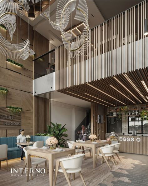 Mezzanine Coffee Shop, Mezzanine Cafe, Cafeteria Design, Modern Restaurant Design, Lobby Interior Design, Office Interior Design Modern, Bar Interior Design, Cafe Shop Design, Lobby Interior