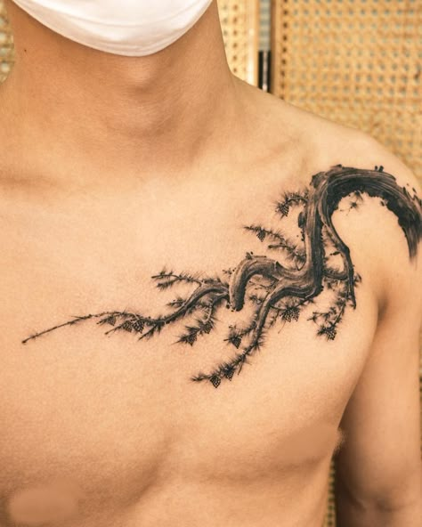 Creative Tattoos For Men, Branches Tattoo, Shoulder Tattoos Men, Shoulder Tattoo Men, Berserker Tattoo, Small Nature Tattoo, Tree Branch Tattoo, Tree Tattoo Men, Tattoo Chest