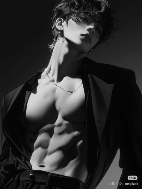 Black Hair Men Aesthetic, Aesthetic Muscle Men, Anime Hot Guy, Hot Male Character Art, Hot Anime Guy Art, Hot Anime Men, Hot Anime Guy, Female Aesthetic, Arte Zombie