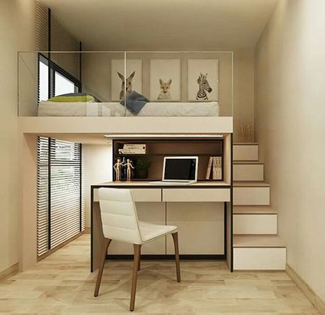 Space Saving Studio Apartment Ideas, Two Levels Bedroom, House Design For Small Space, Multi Level Bedroom, Space Saving Studio Apartment, Bed For Small Spaces, Modular Bedroom Design, Two Level Bedroom, Tiny Bedroom Design Space Saving