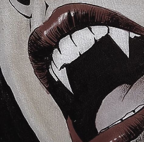 [ my coloring ] Vampire Fangs, Vampire Art, Arte Inspo, Arte Sketchbook, Vintage Horror, Vintage Comics, Horror Art, Red Lips, Dark Art