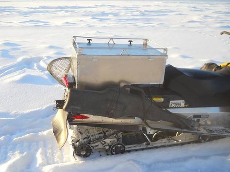 Sled boxes | Wilderness Trapping and Living Archive | Trapperman.com Forums Diy Prowler Sled, Sled Wraps Snowmobiles, Snowmobile Wraps Skidoo, Snow Shoe, Ice Fishing Snowmobile, Fishing Box, Smitty Sled Ice Fishing, Jeep Stuff, Ice Fishing