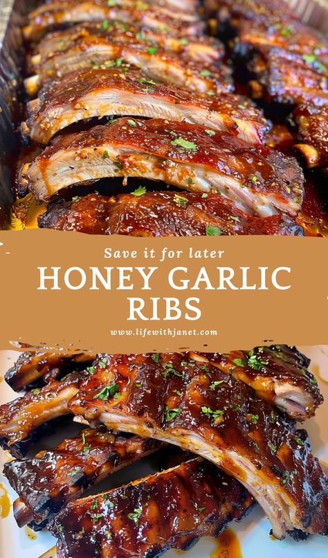 Honey Garlic Barbecue Sauce, Honey Garlic Ribs Recipe, Recipes With Ribs, Hot Honey Ribs, Honey Glazed Ribs, Hot Honey Food Recipes, Pork Back Ribs Recipe, Honey Garlic Bbq Sauce, Easy Ribs Recipe