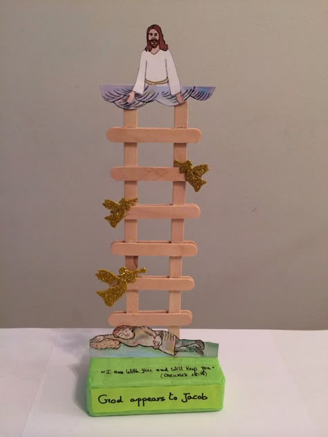 Jacob's Ladder - good craft for using up Popsicle sticks. No instructions, but good picture to figure it out. Jesus Crafts For Kids, Sunday School Projects, Jesus Crafts, Children's Church Crafts, Resurrection Of Jesus, Bible Story Crafts, Sunday School Kids, Sunday School Crafts For Kids, Kids Bible