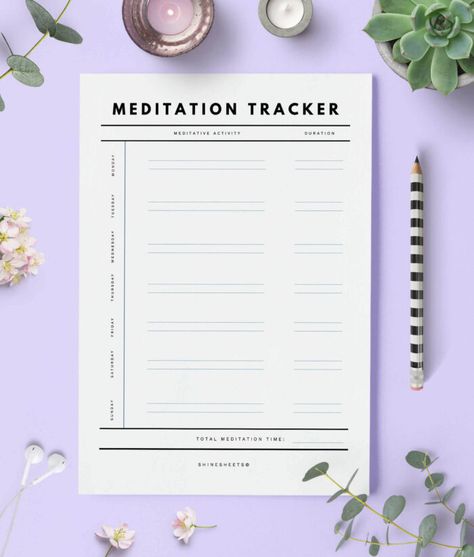 Glow Up Planner Printable (15 Pages) | ShineSheets Meditation Tracker Printable, Bujo Tracker, Meditation Tracker, Bujo Trackers, Monday Meditation, Daily Planner Sheets, How To Get Motivated, Tracker Printable, Budget Printables