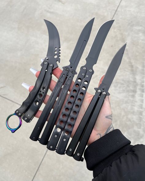 All of these beautiful butterflies are on sale for 50% off using code DECEMBER �✨ Which one are you going to add to your cart? Cool Knife Handles, Big Knife, Butterfly Design Knife Aesthetic, Butterfly Knives, Portrait Drawing Tips, Ninja Gear, Knife Aesthetic, Creepy Cute Fashion, Japanese Cooking Knives