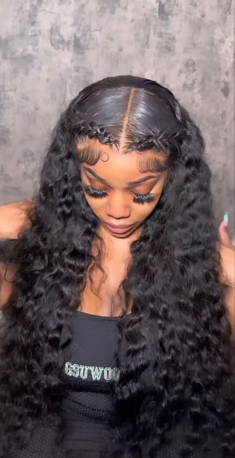 Unique Wig Hairstyles, Vacation Hairstyles For Black Women, Frontal Wig Hairstyles, Frontal Hairstyles, Curly Hair Wig, Pretty Braided Hairstyles, Curly Human Hair Wig, Natural Hair Styles Easy, Dope Hairstyles