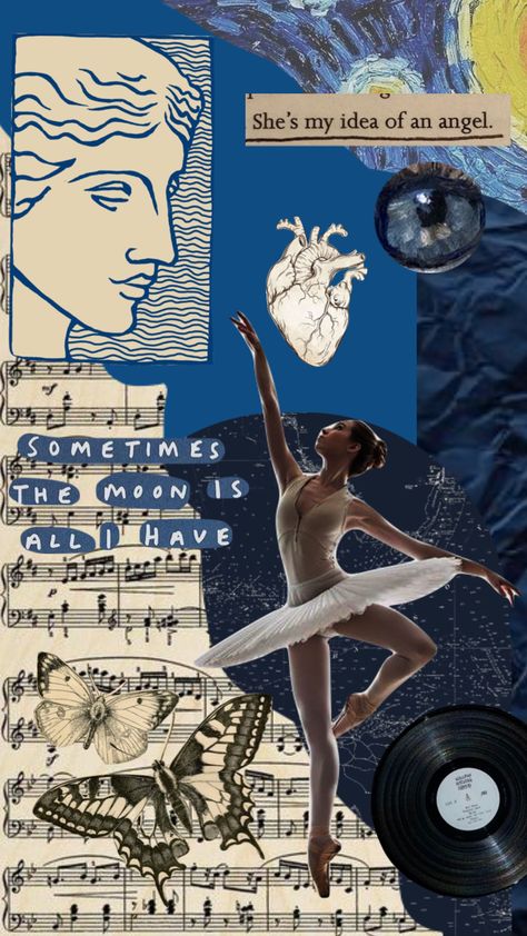 Ballet Aesthetic Collage, Ballet Poster Aesthetic, Ballet Collage Wallpaper, Blue Ballerina Aesthetic, Dancing Wallpaper Aesthetic, Blue Ballet Aesthetic, Dance Background Aesthetic, Ballerina Aesthetic Wallpaper, Ballet Aesthetic Wallpaper