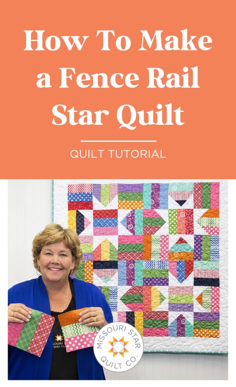 Save this Tutorial for the Easy Fence Rail Star Quilt Using Jelly Roll. Jenny Doan adds simple star points to a basic Fence Rail to create a whole new quilt! Jenny Doan Quilts, How Many Jelly Rolls To Make A Quilt, Fence Rail Quilt Pattern, Jelly Roll Quilt Patterns Free Tutorials, Rail Fence Quilt Pattern Free, Basic Fence, Jellyroll Quilts Easy, Rail Fence Quilt Ideas, Jelly Roll Quilts Ideas Free Pattern